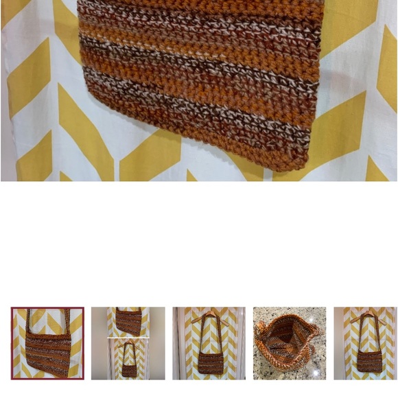 Crossbody Bag, Brown/Orange Multicolor, handmade, crochet - Picture 5 of 16